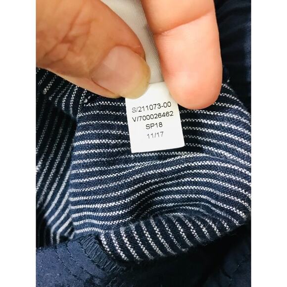 Athleta Cabo Linen Pants Wide Leg Striped Coastal Navy Blue Preppy, 6T - Picture 13 of 13